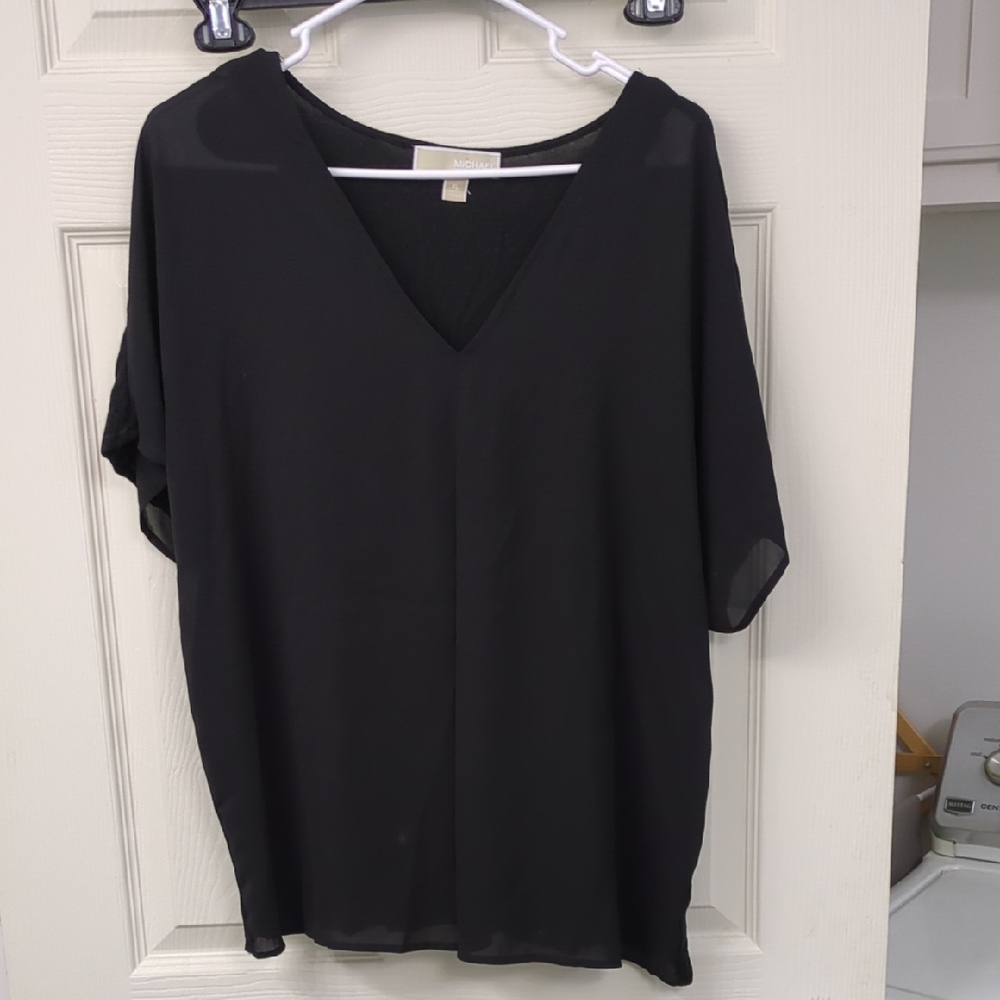 Michael Kors Black V-Neck Short Sleeve Tunic